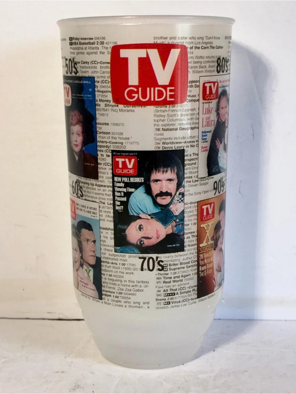 Vintage TV Guide Tumblers Set of 4 1950s-90s NOS Original Box
